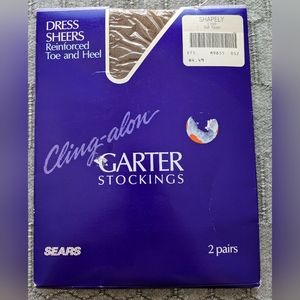 Cling-alon Garter stockings dress sheers Sears Shapely size one pair sof…